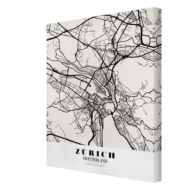 Tableau décoration Plan de ville de Zurich - Classique