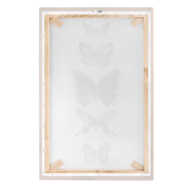 Tableau gris Papillons à l'encre sur fond beige
