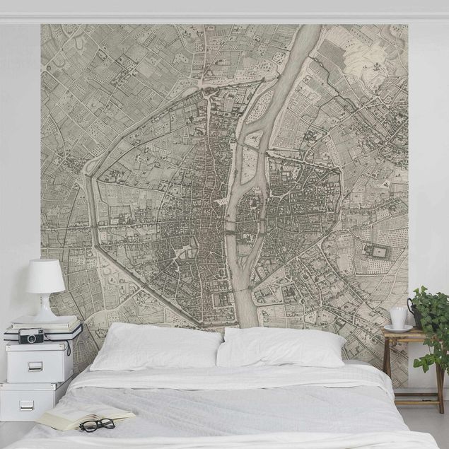 Papier peint moderne Vintage Map Paris