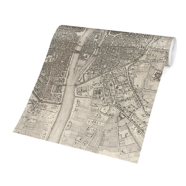Papier peint carte du monde Vintage Map Paris