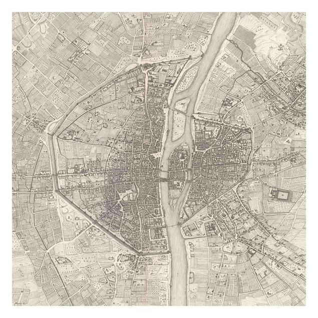 Papiers peints beige Vintage Map Paris