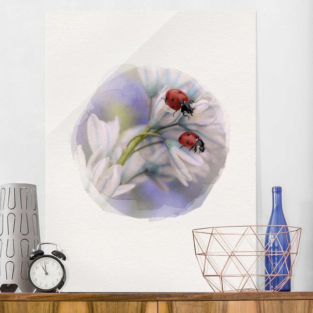 Tableau en verre - Water Colours - Ladybug Couple