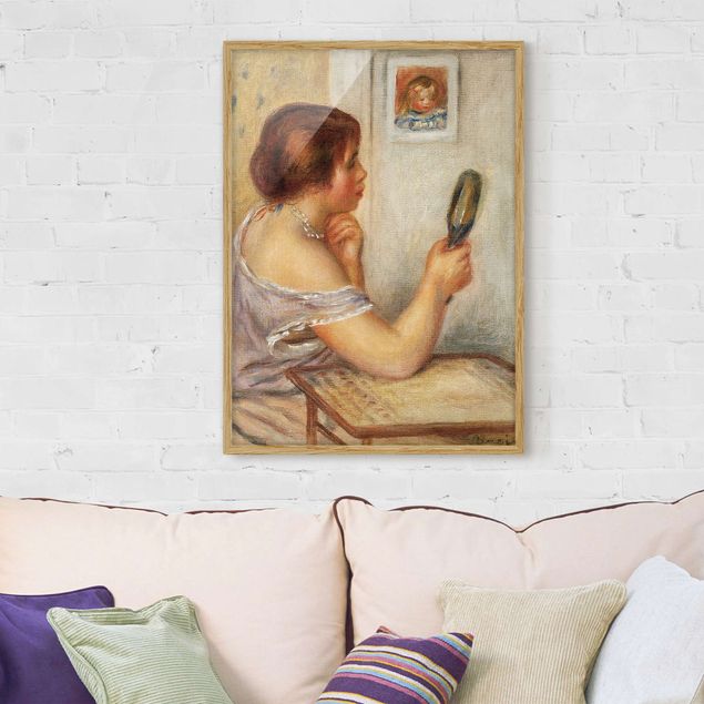 Tableaux Impressionnisme Auguste Renoir - Gabrielle tenant un Miroir ou Marie Dupuis tenant un Miroir avec un Portrait de Coco