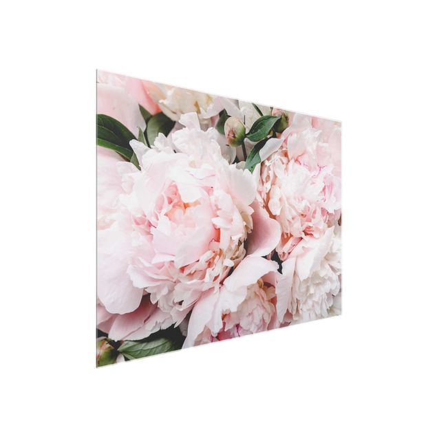 Tableaux en verre fleurs Pivoines rose clair