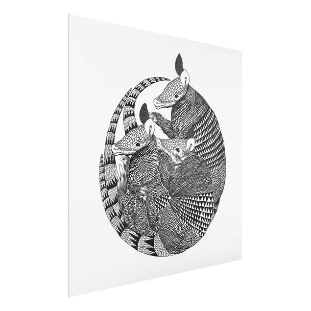 Tableau moderne Illustration Armadillos Motif Noir et Blanc