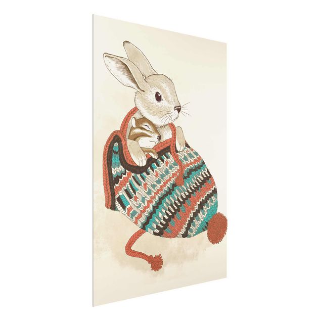Cadre animaux Illustration Lapin de Santander en peluche avec chapeau