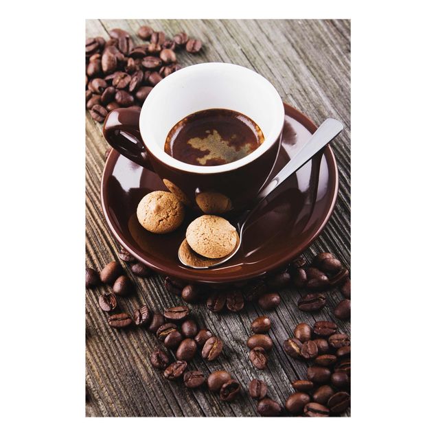 Tableau marron Tasses à café avec grains de café