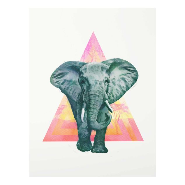 Tableau animaux Illustration Elephant Front Triangle Painting