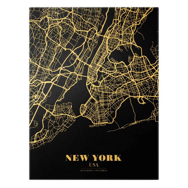 Tableau noir Plan de la ville de New York - Noir classique