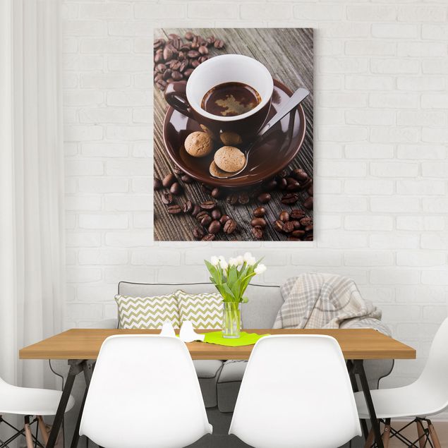 Tableaux reproductions Tasses à café avec grains de café