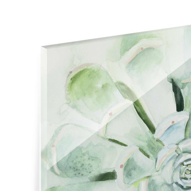 Tableaux en verre magnétique Succulent Plant Watercolour Light Coloured