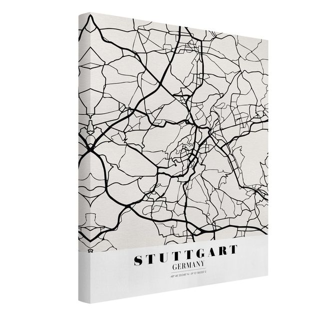 Tableaux carte du monde Plan de ville de Stuttgart- Classique