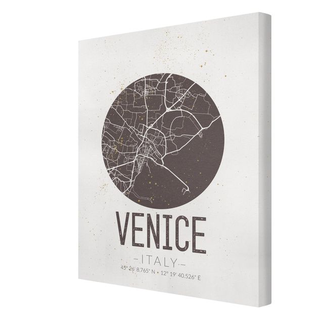 Tableau marron Plan de la ville de Venise - Rétro