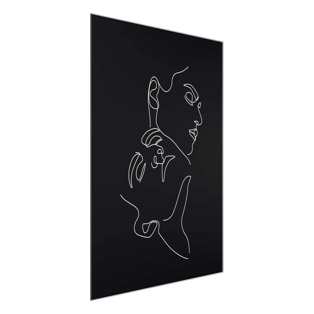 Tableaux en verre nu & érotisme Line Art Femme Visages Noirs