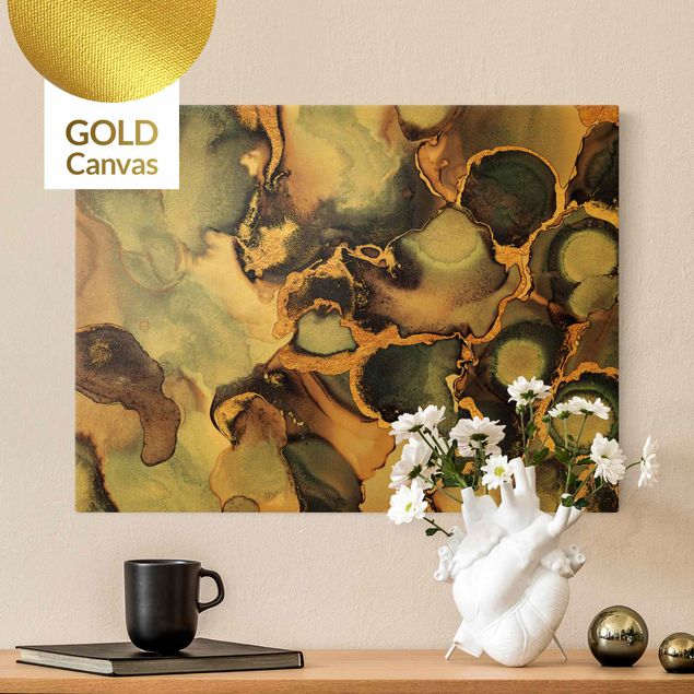 Tableaux moderne Aquarelle marbrée avec de l'or