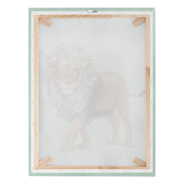 Tableau animaux Lion avec Succulents