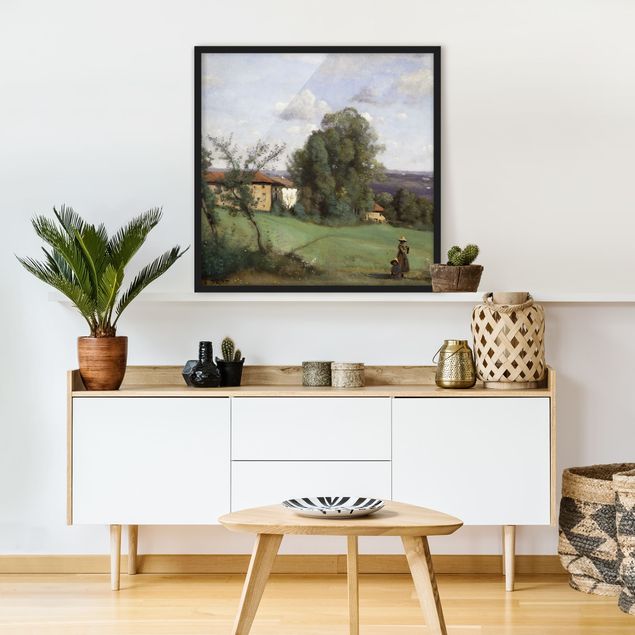 Tableau paysages Jean-Baptiste Camille Corot - Une ferme à Dardagny