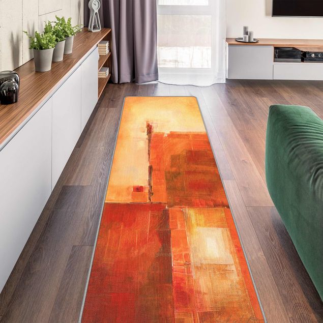 tapis salon moderne Abstract Orange Brown