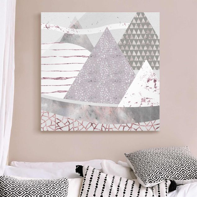 Déco mur cuisine Paysage abstrait de montagne motif pastel