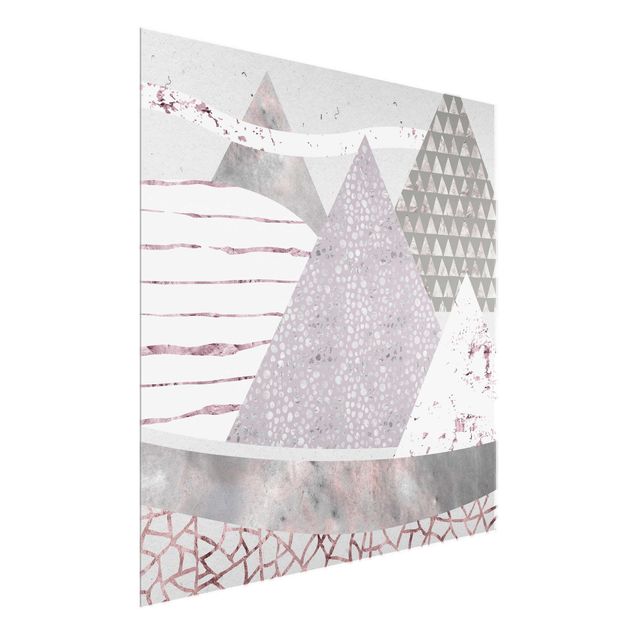 Tableaux en verre abstraits Paysage abstrait de montagne motif pastel