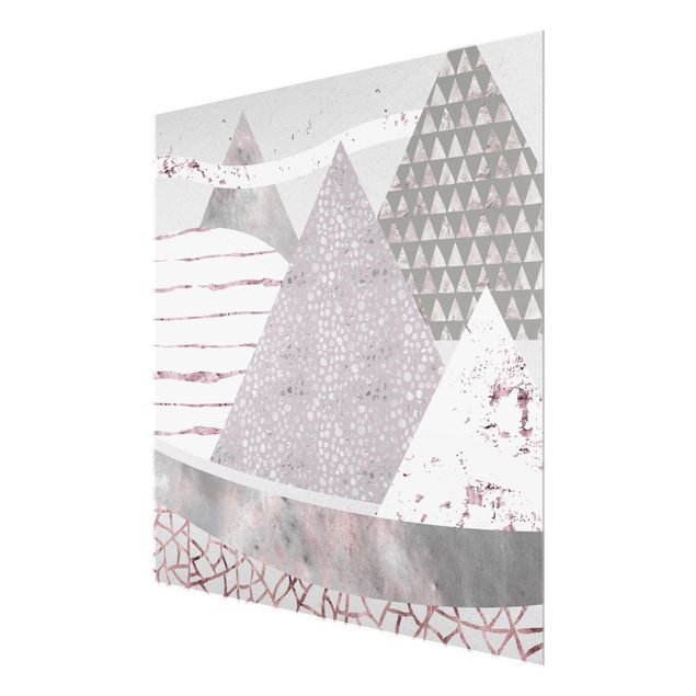 Tableaux abstraits Paysage abstrait de montagne motif pastel