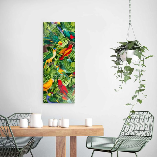 Tableaux jungle Collage coloré - Perroquets dans la jungle