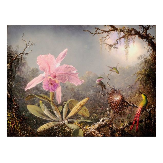 Tableau toile orchidée Martin Johnson Heade - Orchidée et trois colibris