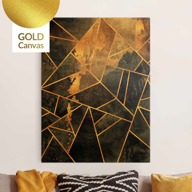 Tableaux sur toile effet pierre Onyx avec or