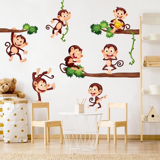 Sticker mural singe Famille de singes