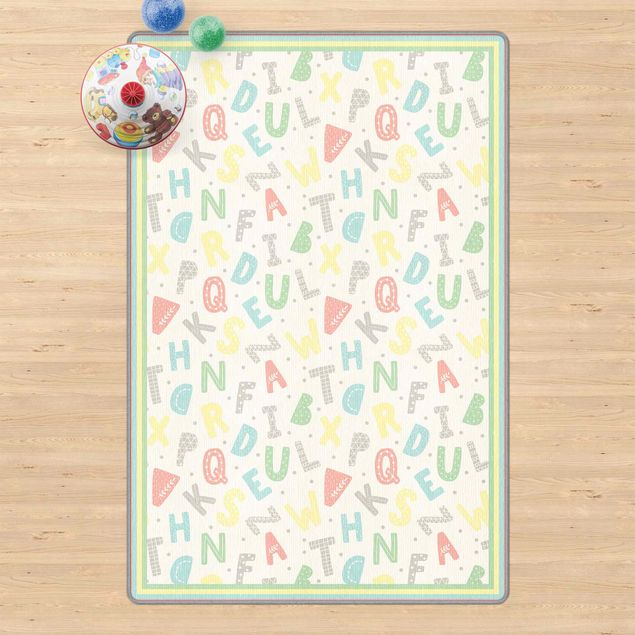 tapis contemporain Alphabet In Pastel Colours With Frame