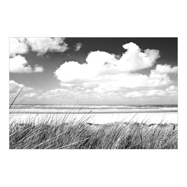 Papier peint panoramique noir et blanc At The North Sea Coast Black And White