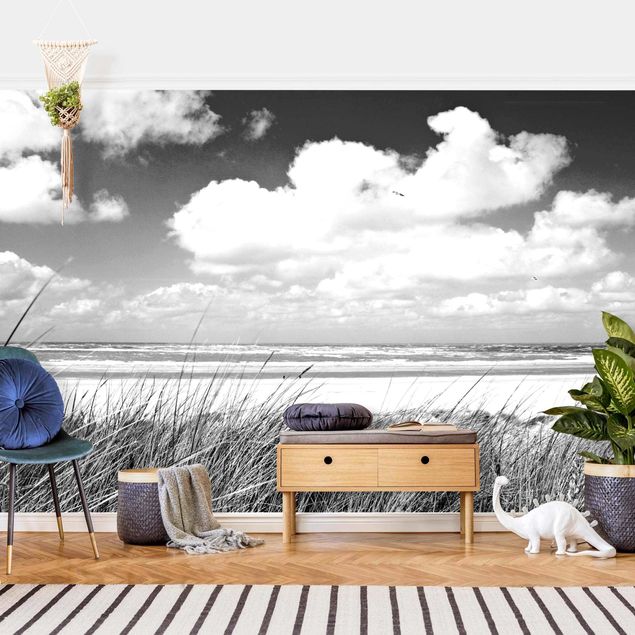 Papier peint panoramique dune At The North Sea Coast Black And White