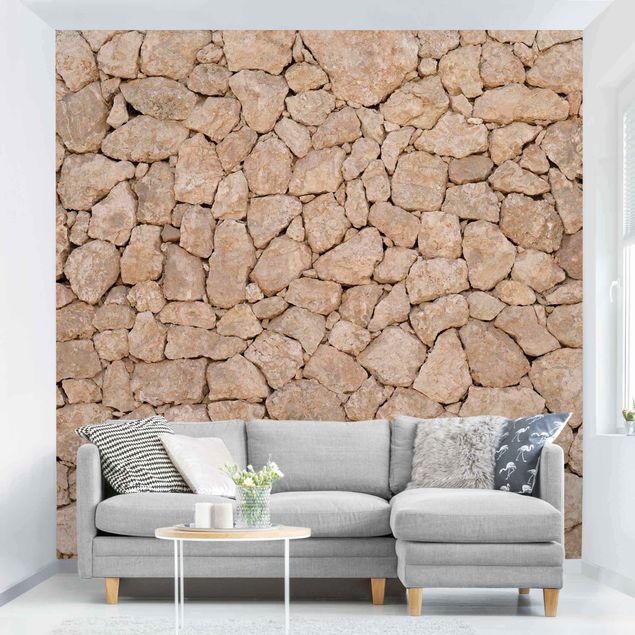Papier peint pierre naturelle Mur de pierres des Pouilles - Ancien mur de pierres de grande taille