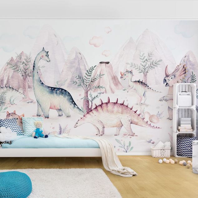 Décoration chambre bébé Aquarelle - Le Monde Des Dinosaures