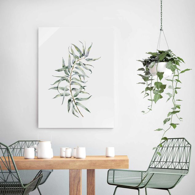 Tableaux en verre fleurs Eucalyptus Aquarelle lV