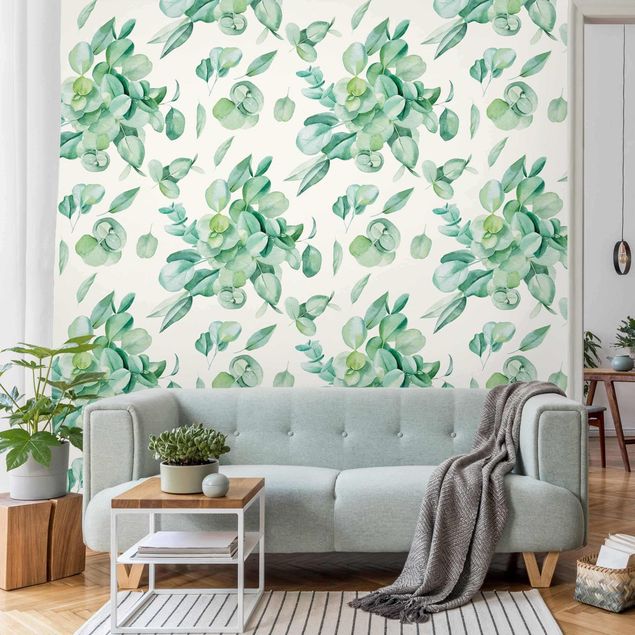 Tapisserie motif Motif de Bouquet d'Eucalyptus Aquarelle