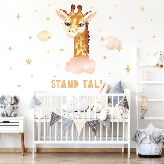 Stickers muraux phrase Girafe Aquarelle - Stand Tall