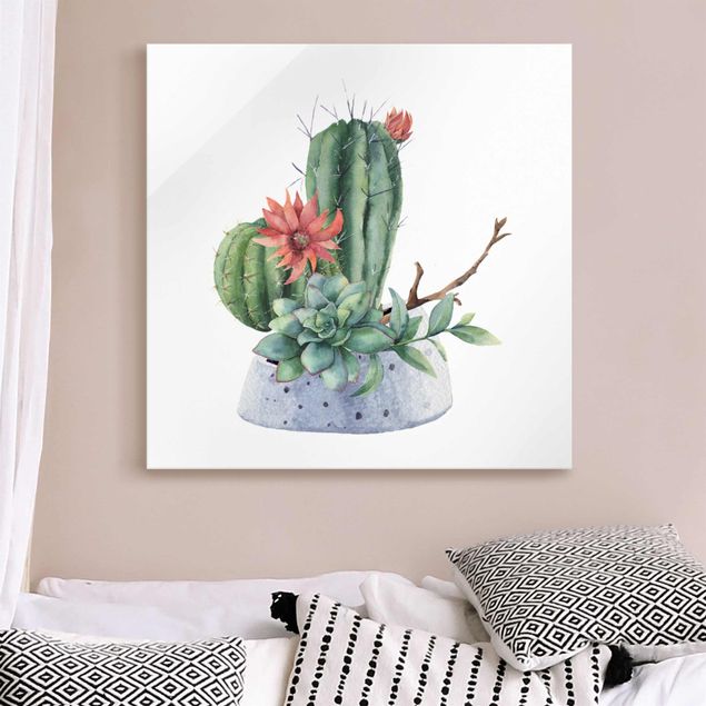 Déco mur cuisine Illustration de cactus à l'aquarelle