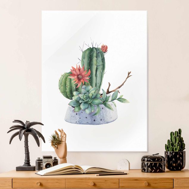 Déco mur cuisine Illustration de cactus à l'aquarelle