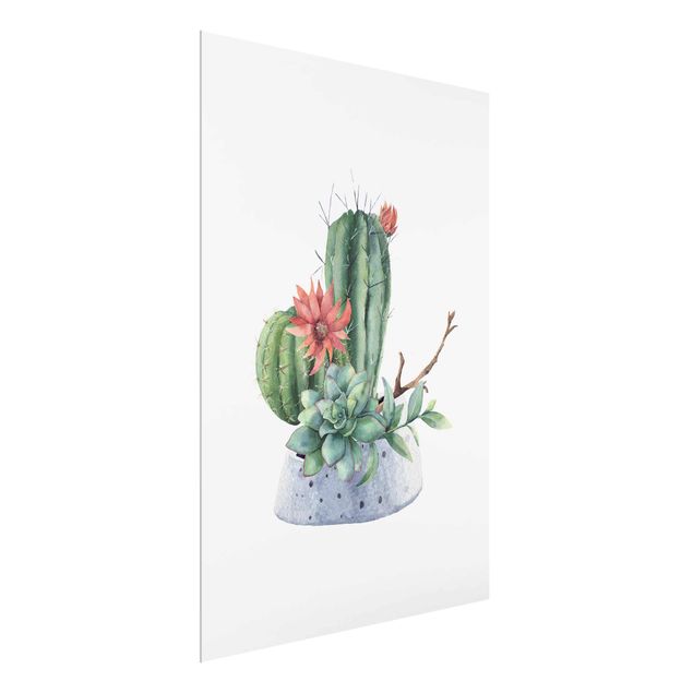 tableaux floraux Illustration de cactus à l'aquarelle