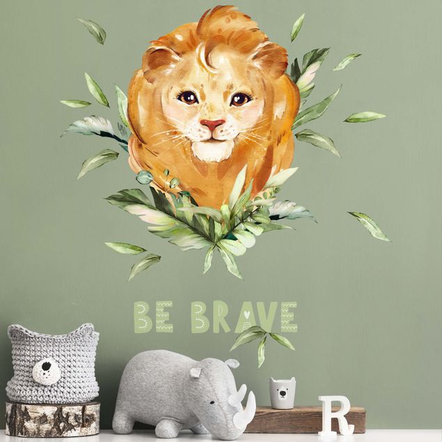 Stickers muraux lion Lion Aquarelle - Be Brave