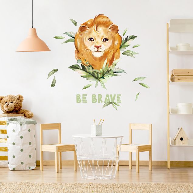Sticker mural animaux Lion Aquarelle - Be Brave
