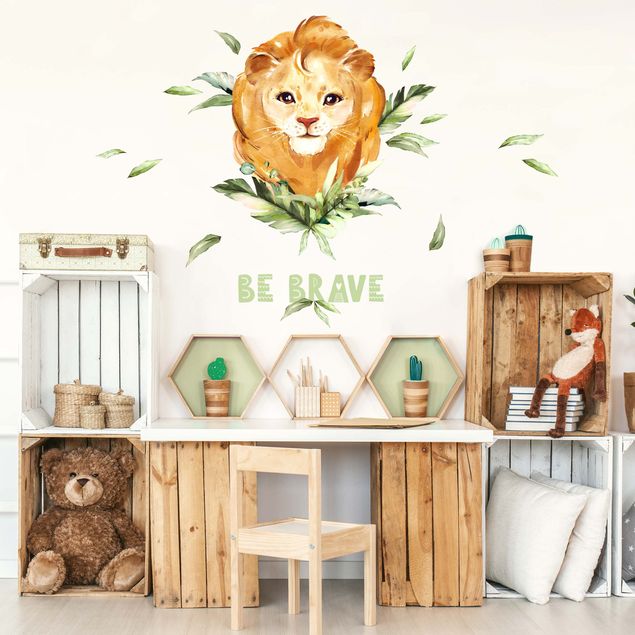 Sticker mural nature Lion Aquarelle - Be Brave