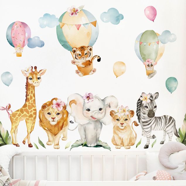 Sticker mural - Watercolour Safari Balloon Animal Set