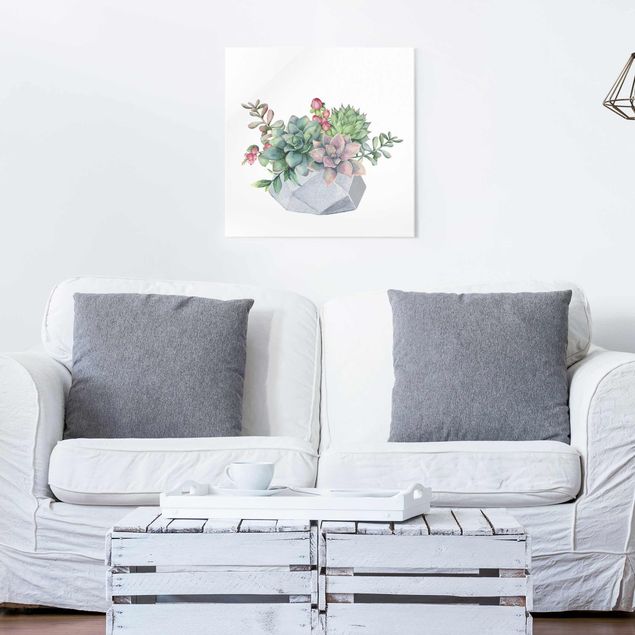 Tableaux modernes Illustration de succulents à l'aquarelle