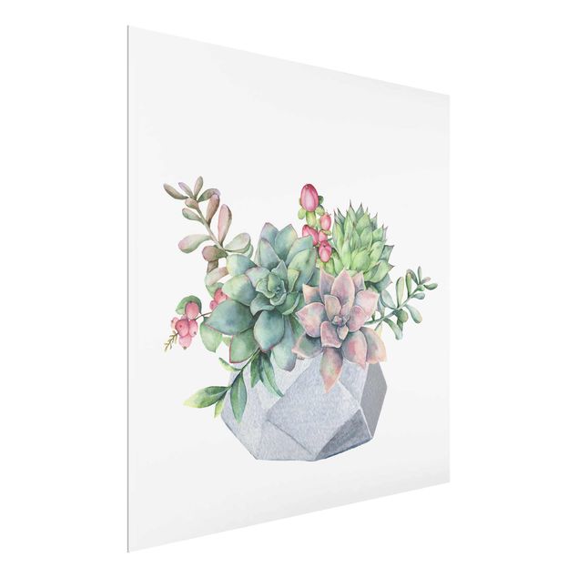 Tableaux fleurs Illustration de succulents à l'aquarelle