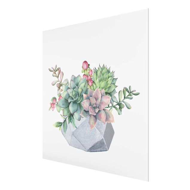Tableaux Illustration de succulents à l'aquarelle