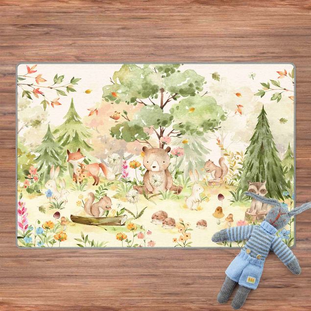 tapis floral Watercolour Forest Animals