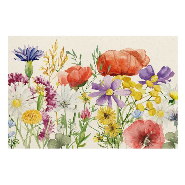 Tableaux multicolore Fleurs à l'aquarelle