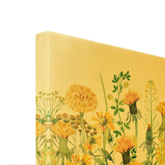 Tableaux de Uta Naumann Watercolour Flower Meadow In Yellow